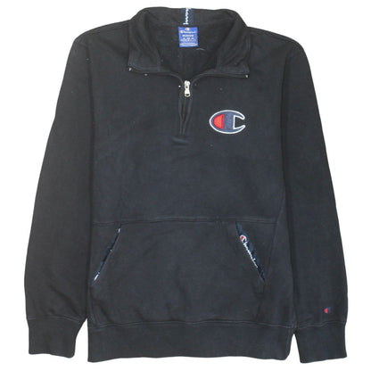 Champion Mens Black Medium 1/4 Zip Fleece Sweatshirt