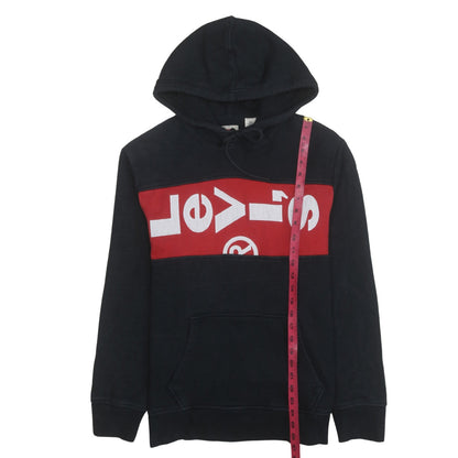 Levi's Mens Black Red Pullover Hoodie L Graphic Fleece Logo Sweatshirt