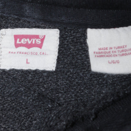 Levi's Mens Black Red Pullover Hoodie L Graphic Fleece Logo Sweatshirt