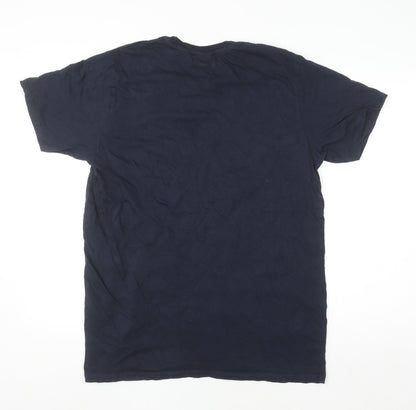 Spreadshirt Men's Navy Blue Graphic Print Cotton Crew Neck T-Shirt Size L