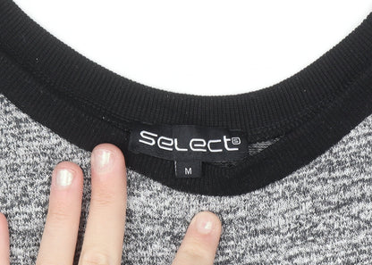 Select Womens Grey Knit Zip Detail Raglan Jumper Size M