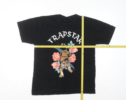 Trapstar Men's Black Tiger Floral Graphic Cotton T-Shirt Size M