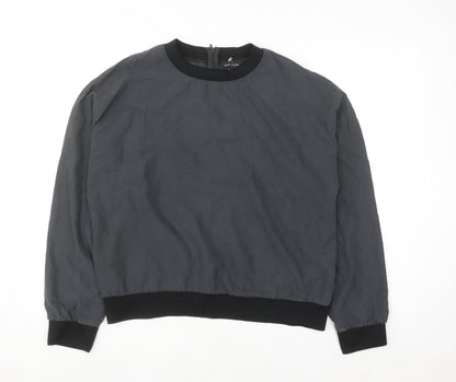 New Look Women's Grey Long Sleeve Crew Neck Zip Blouse Size 14