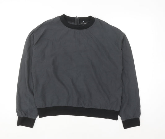 New Look Women's Grey Long Sleeve Crew Neck Zip Blouse Size 14