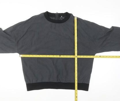 New Look Women's Grey Long Sleeve Crew Neck Zip Blouse Size 14