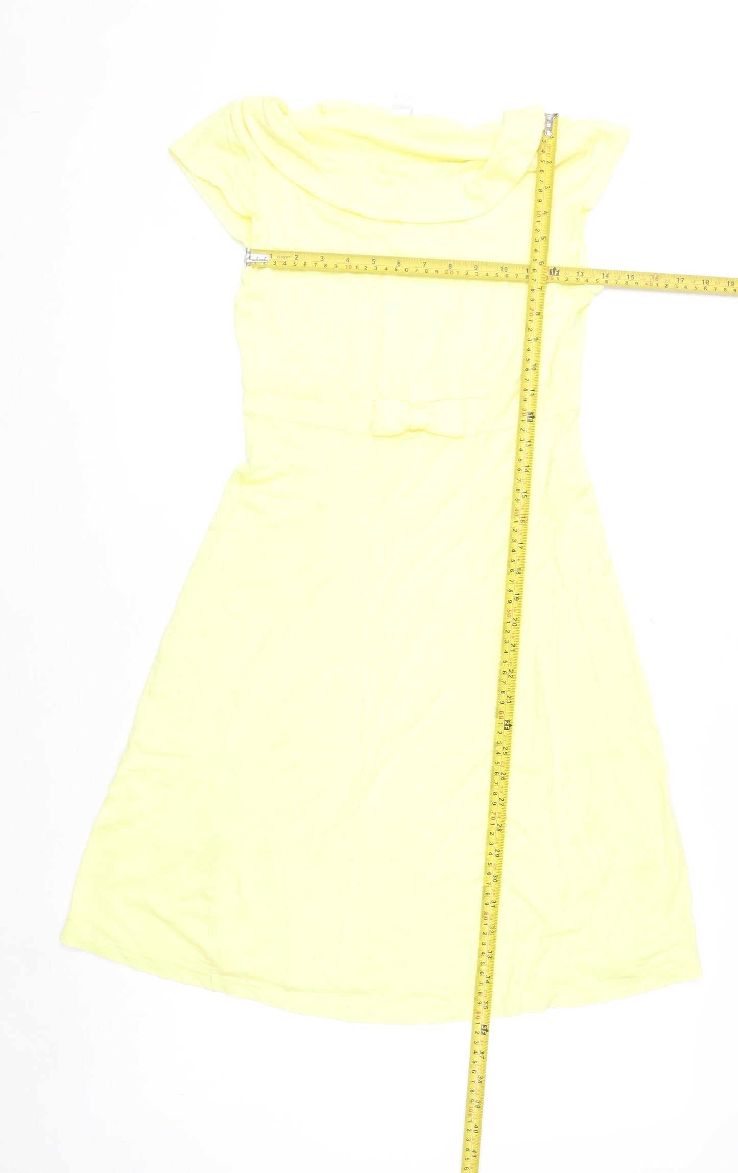 H&M Women Yellow Fit & Flare Knee Length Dress Size 10