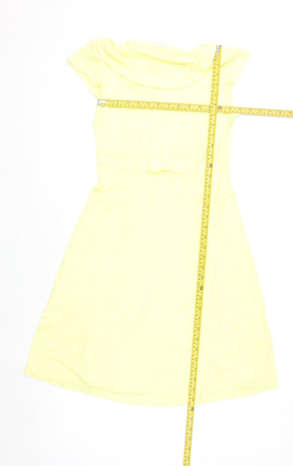 H&M Women Yellow Fit & Flare Knee Length Dress Size 10