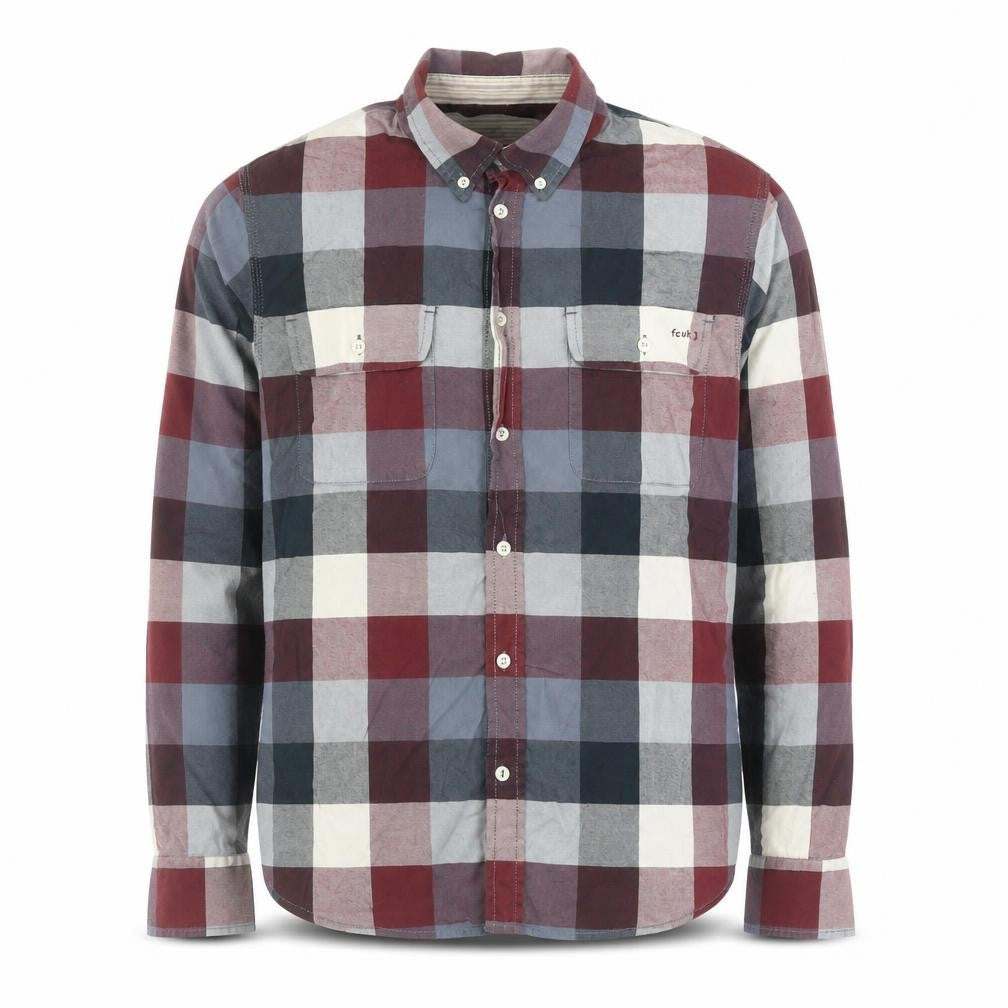French Connection Men's Multicoloured Check Cotton Button-Up Shirt S