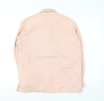 Ami Womens Pink Cotton Button-Up Long Sleeve Shirt M