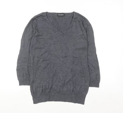 John Smedley Womens Grey V-Neck 100% Cotton Jumper M