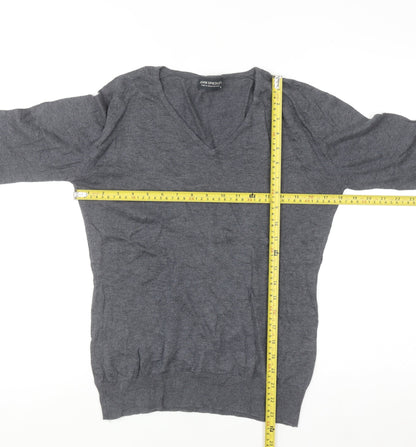 John Smedley Womens Grey V-Neck 100% Cotton Jumper M