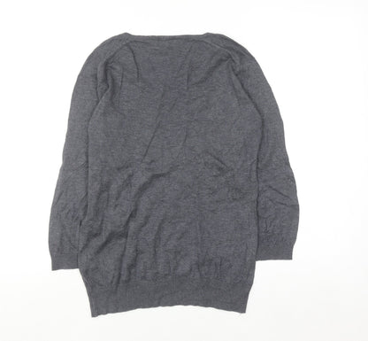 John Smedley Womens Grey V-Neck 100% Cotton Jumper M
