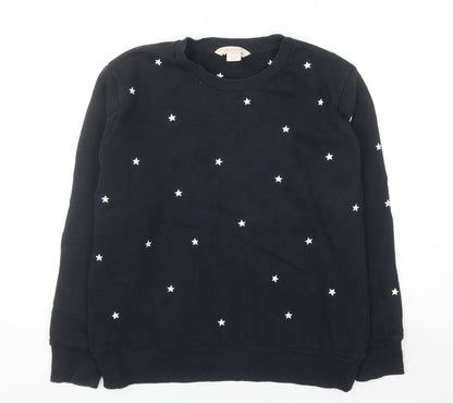 Mauvett Women Navy Blue Star Print Cotton Sweatshirt Size 12
