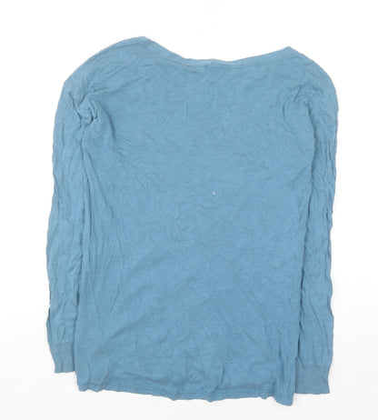 Massimo Dutti Women Blue XS Lyocell Cotton Boat Neck Jumper