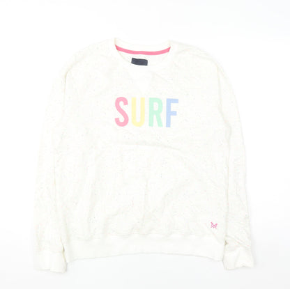 Crew Clothing Company Women White Speckled Surf Pullover Sweatshirt Size 14