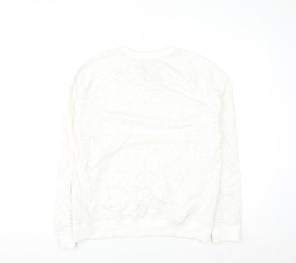 Crew Clothing Company Women White Speckled Surf Pullover Sweatshirt Size 14