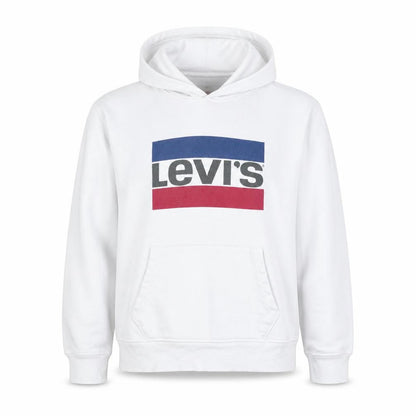 Levi's Women White Small Pullover Hoodie with Logo Print