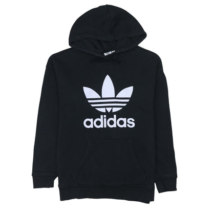 Adidas Womens Black Pullover Hoodie Size 10 Logo Hooded Sweatshirt