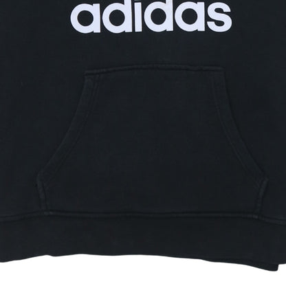 Adidas Womens Black Pullover Hoodie Size 10 Logo Hooded Sweatshirt