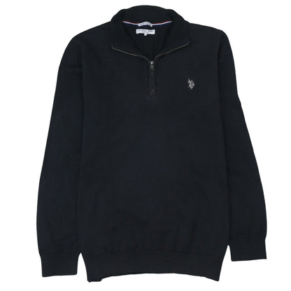 U.S. Polo Assn. Men's Black XL Mock Neck 1/4 Zip Knit Sweatshirt