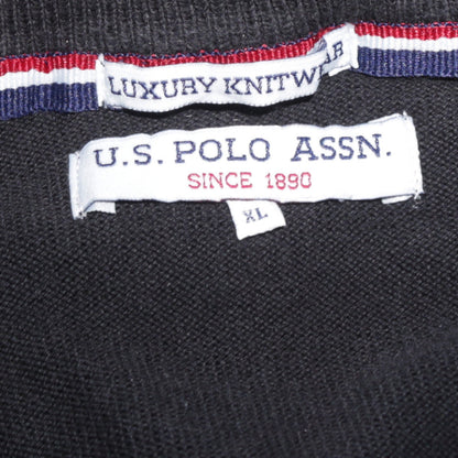 U.S. Polo Assn. Men's Black XL Mock Neck 1/4 Zip Knit Sweatshirt