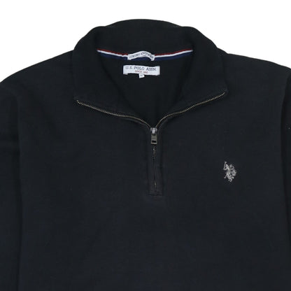 U.S. Polo Assn. Men's Black XL Mock Neck 1/4 Zip Knit Sweatshirt