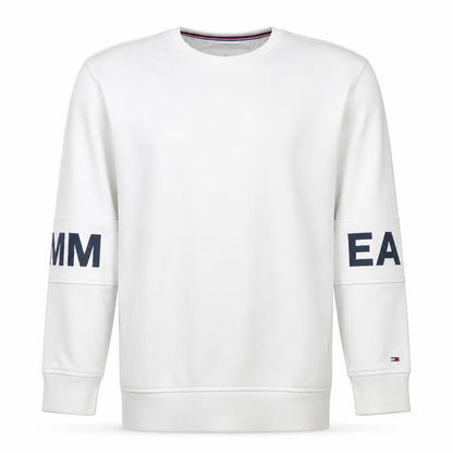 Tommy Jeans Men's White Relaxed Fit Logo Sweatshirt Size S