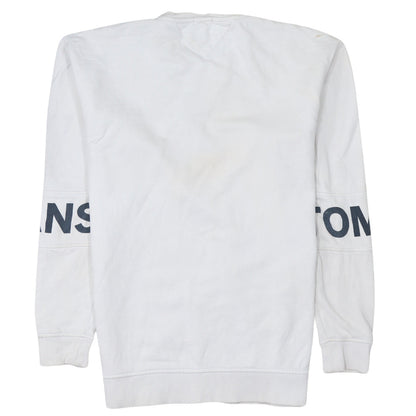 Tommy Jeans Men's White Relaxed Fit Logo Sweatshirt Size S