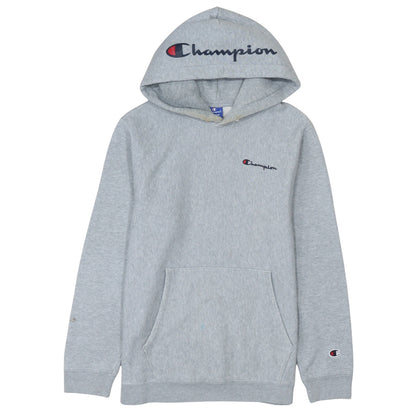 Champion Men's Grey Medium Pullover Hoodie Embroidered Logo