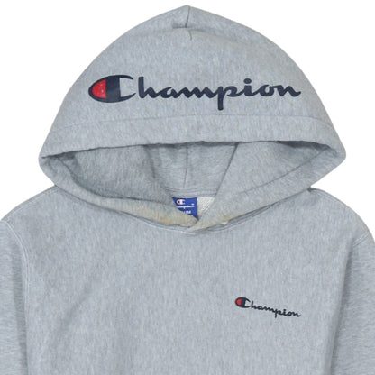 Champion Men's Grey Medium Pullover Hoodie Embroidered Logo