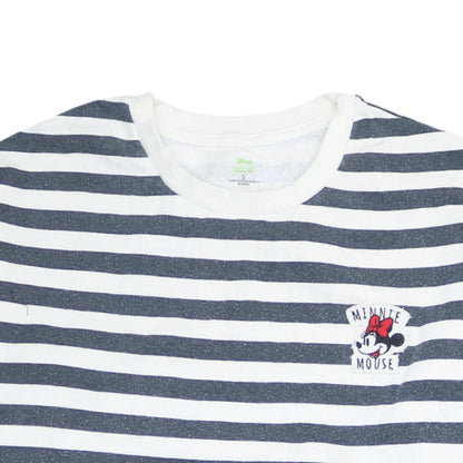 Disney Women White & Navy Striped Minnie Mouse Sweatshirt Size S
