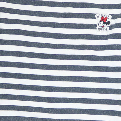 Disney Women White & Navy Striped Minnie Mouse Sweatshirt Size S