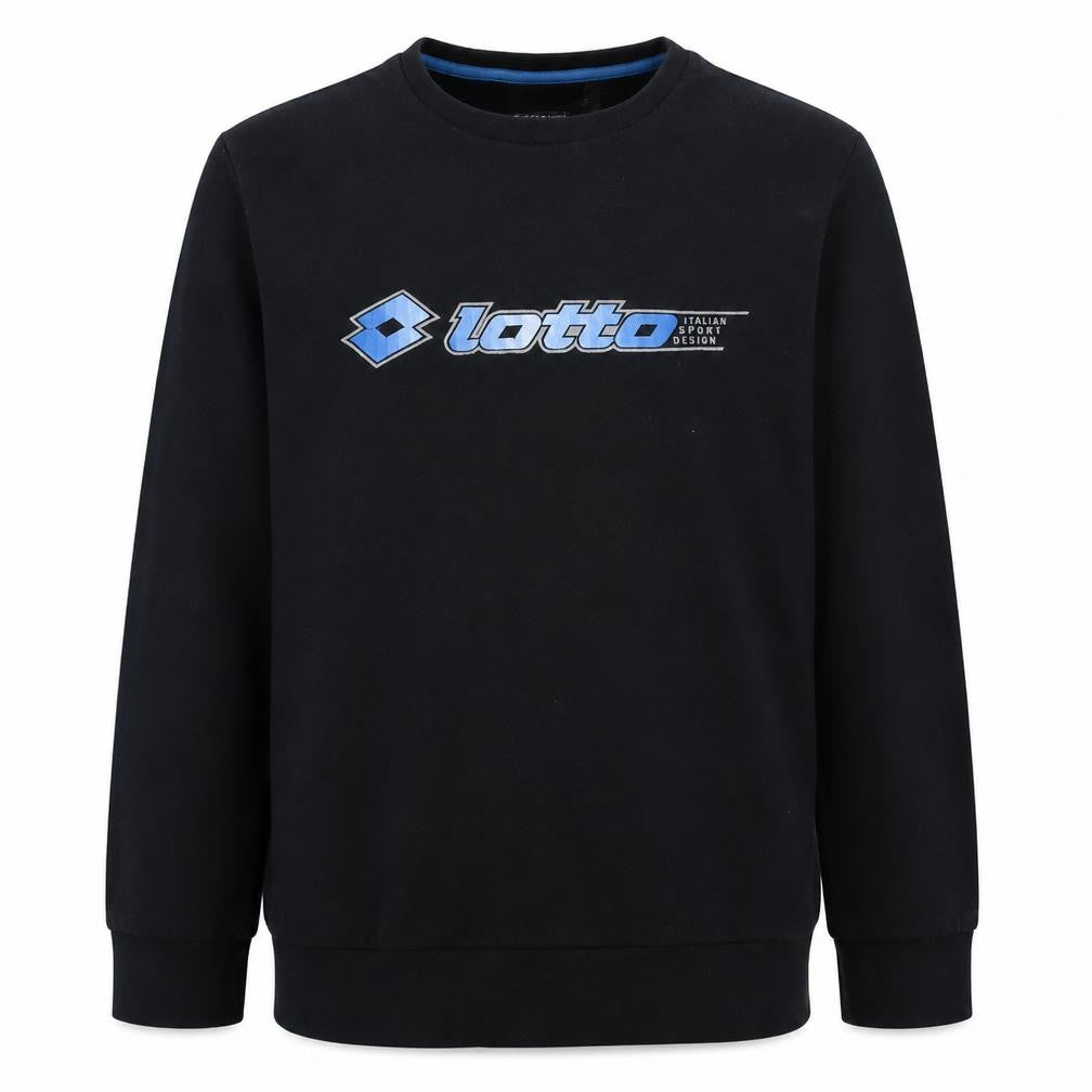 Front view of Lotto Men's Black XL Pullover Sweatshirt Crew Neck Sportswear