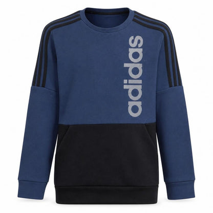 adidas Men's Blue Small Pullover Sweatshirt Logo Fleece