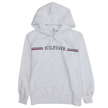 Tommy Hilfiger Men's White Pullover Hoodie M Classic Logo Cotton