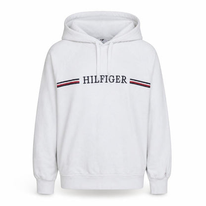 Tommy Hilfiger Men's White Pullover Hoodie M Classic Logo Cotton