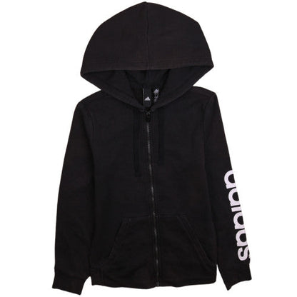 Adidas Womens Black Full Zip Hoodie Size S 8-10 Zip Pockets Hooded Sweatshirt