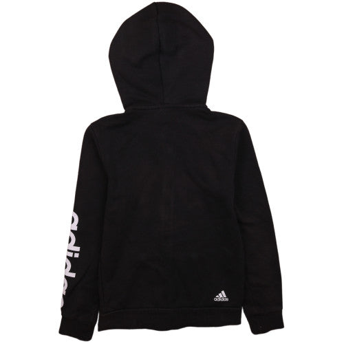 Adidas Womens Black Full Zip Hoodie Size S 8-10 Zip Pockets Hooded Sweatshirt