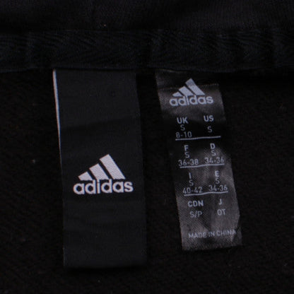Adidas Womens Black Full Zip Hoodie Size S 8-10 Zip Pockets Hooded Sweatshirt