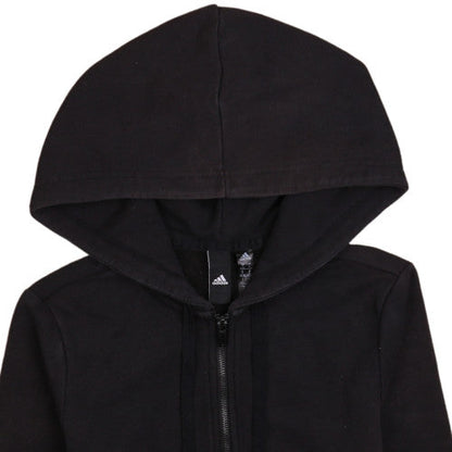 Adidas Womens Black Full Zip Hoodie Size S 8-10 Zip Pockets Hooded Sweatshirt