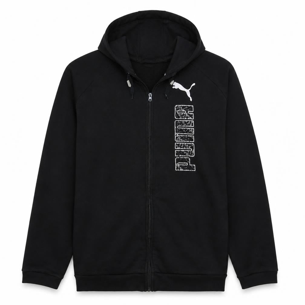 Puma Men's Black Full Zip Hoodie L Sports Fleece Sweatshirt