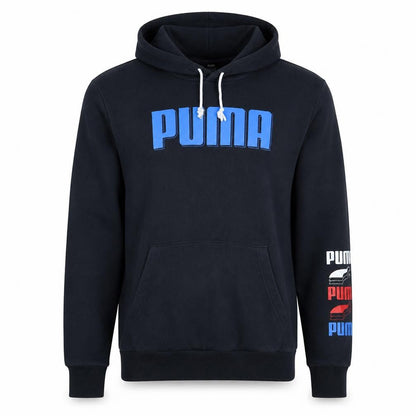 Front view of Puma Men's Black Pullover Hoodie S Logo Graphic Sportswear