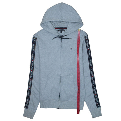 Tommy Hilfiger Men's Grey Full Zip Hoodie M Logo Casual Sweatshirt