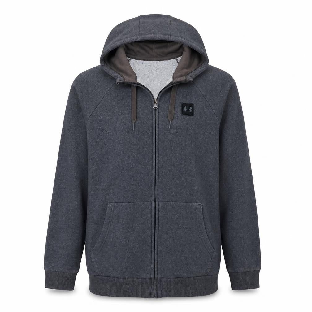 Front view of Under Armour Men's Grey Full Zip Hoodie Small Fleece