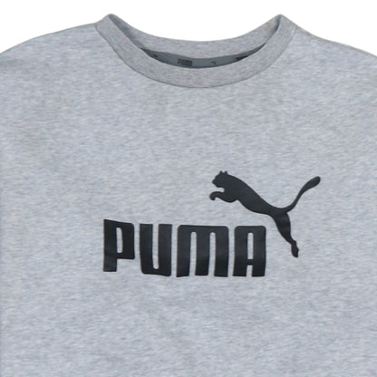 Puma Men's Grey Logo Crew Neck Pullover Sweatshirt Size S