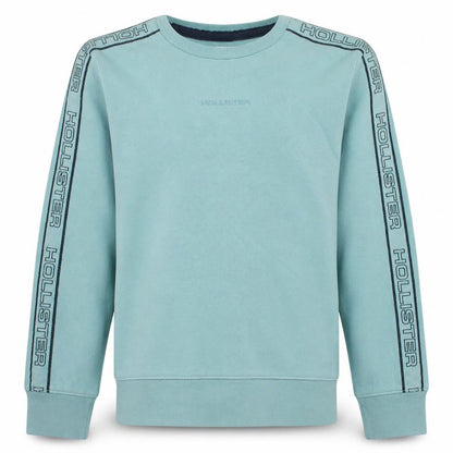 Front view of Hollister Men's Blue XS Logo Pullover Crew Neck Sweatshirt