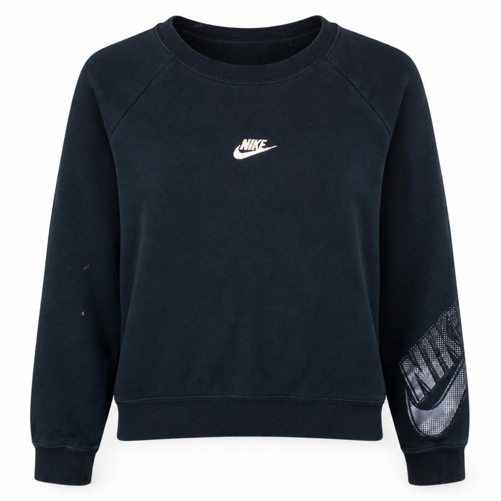 Nike Women's Black Small Pullover Sweatshirt Crew Neck Logo Print