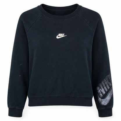 Nike Women's Black Small Pullover Sweatshirt Crew Neck Logo Print