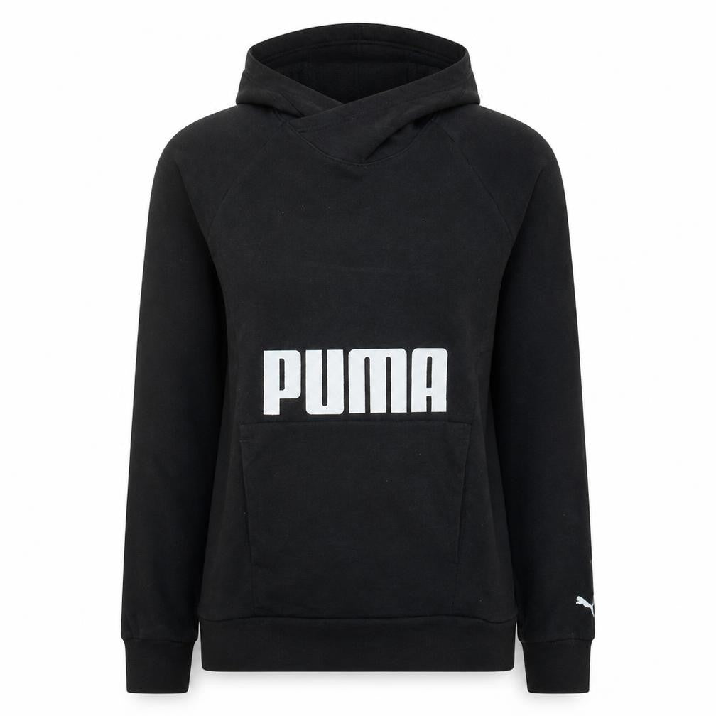 Puma Womens Black Pullover Hoodie L Training Logo Sweatshirt
