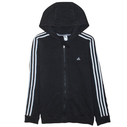 Adidas Women's Black Full Zip Hoodie Size S 8-10 Classic 3-Stripes